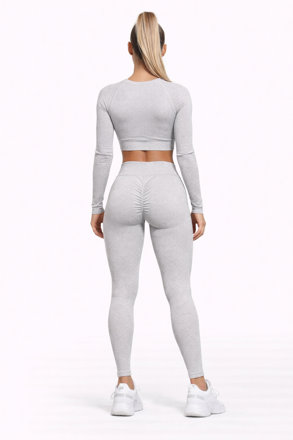 Slim Fit Ribbed Long Sleeve Yoga Set