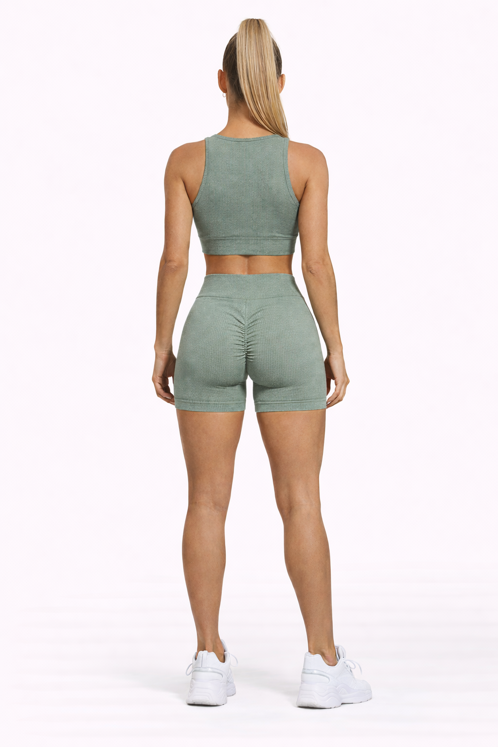 High Waist Fitness Shorts & Sports Bra Set